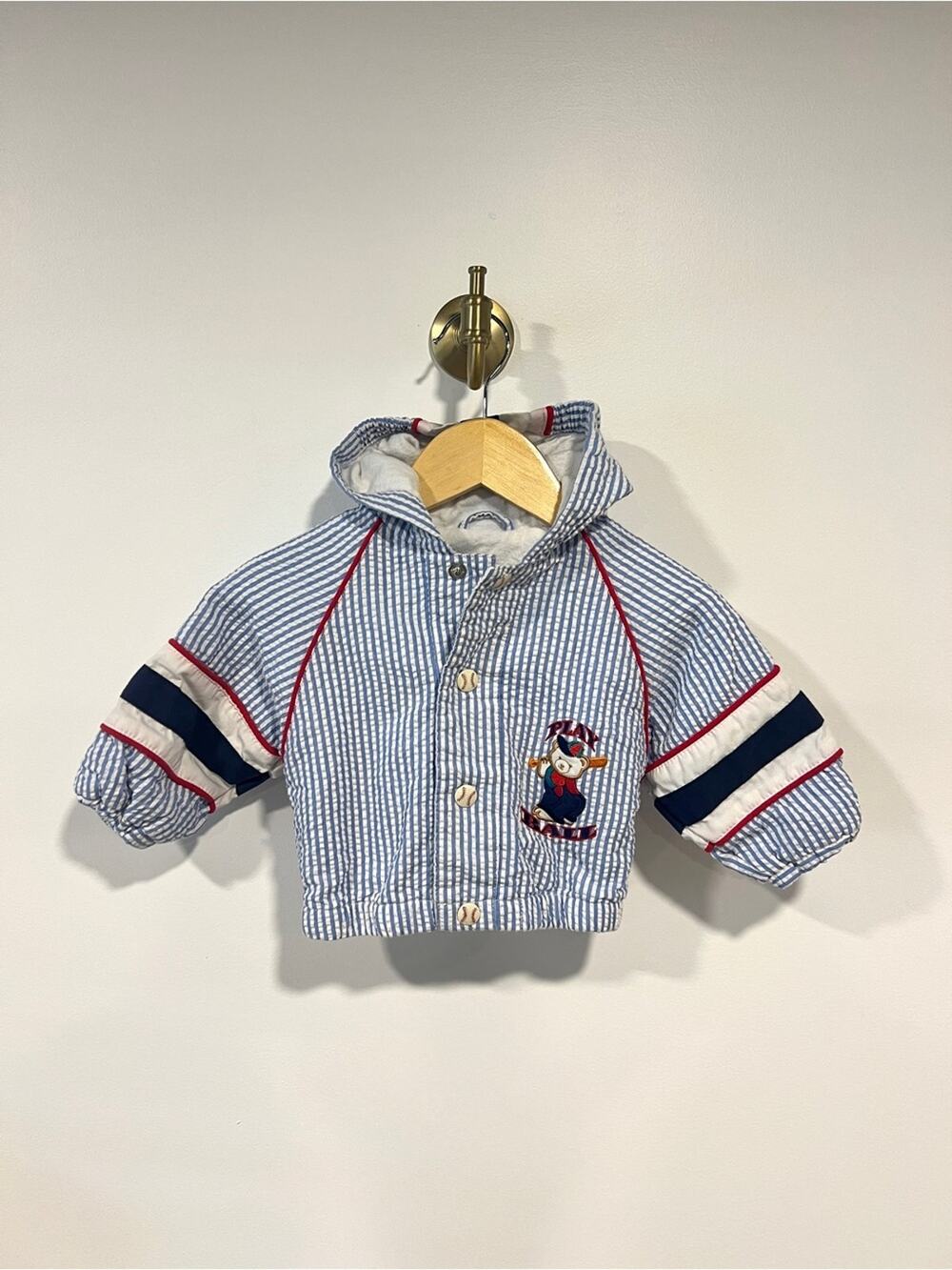 VTG Baseball Bear Pinstripe Jacket